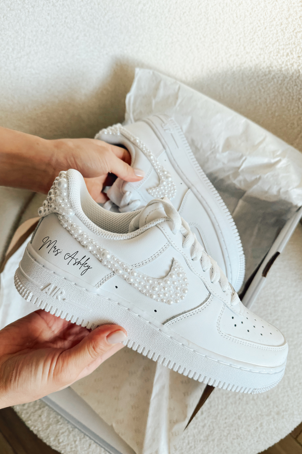 Wedding Bridal Sneaker Personalized Air force 1 sneaker All Pearls