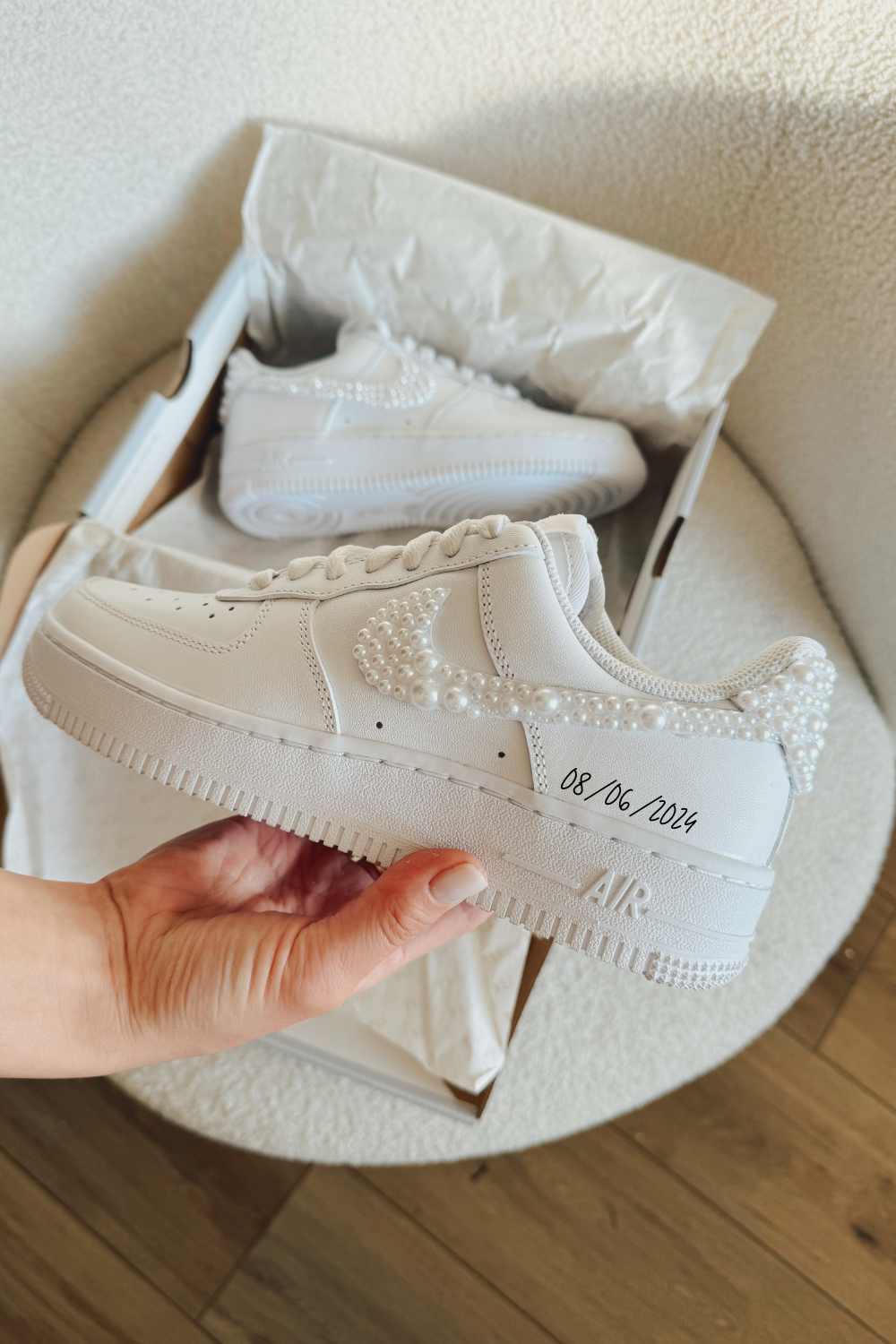 Wedding Bridal Sneaker Personalized Air force 1 sneaker All Pearls