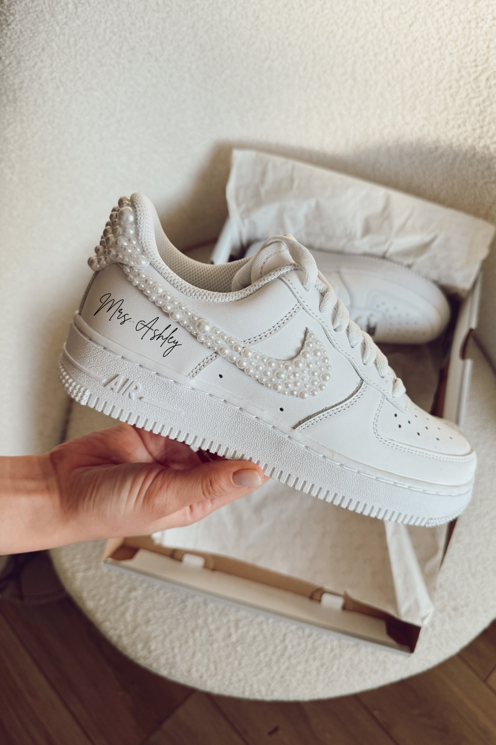 Wedding Bridal Sneaker Personalized Air force 1 sneaker All Pearls