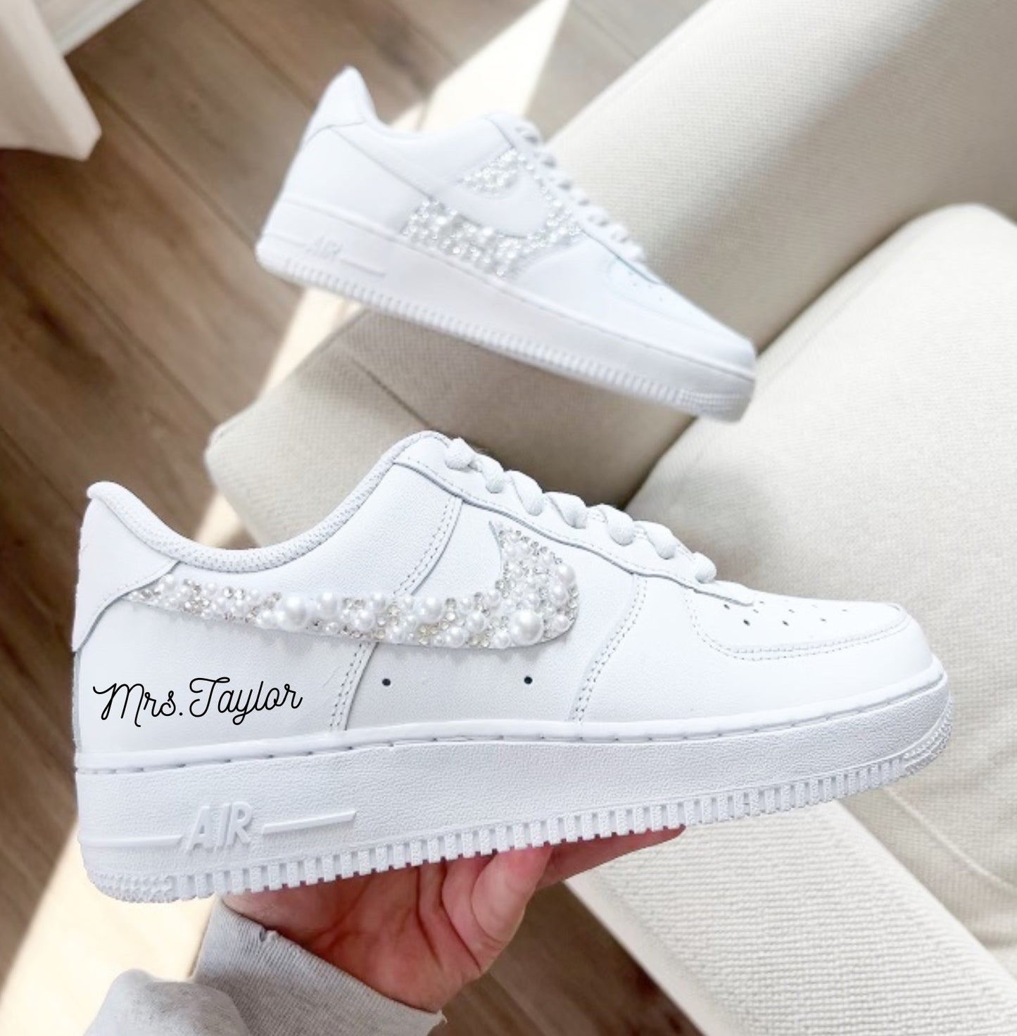 Wedding air force1 low personalized sneaker for bride.