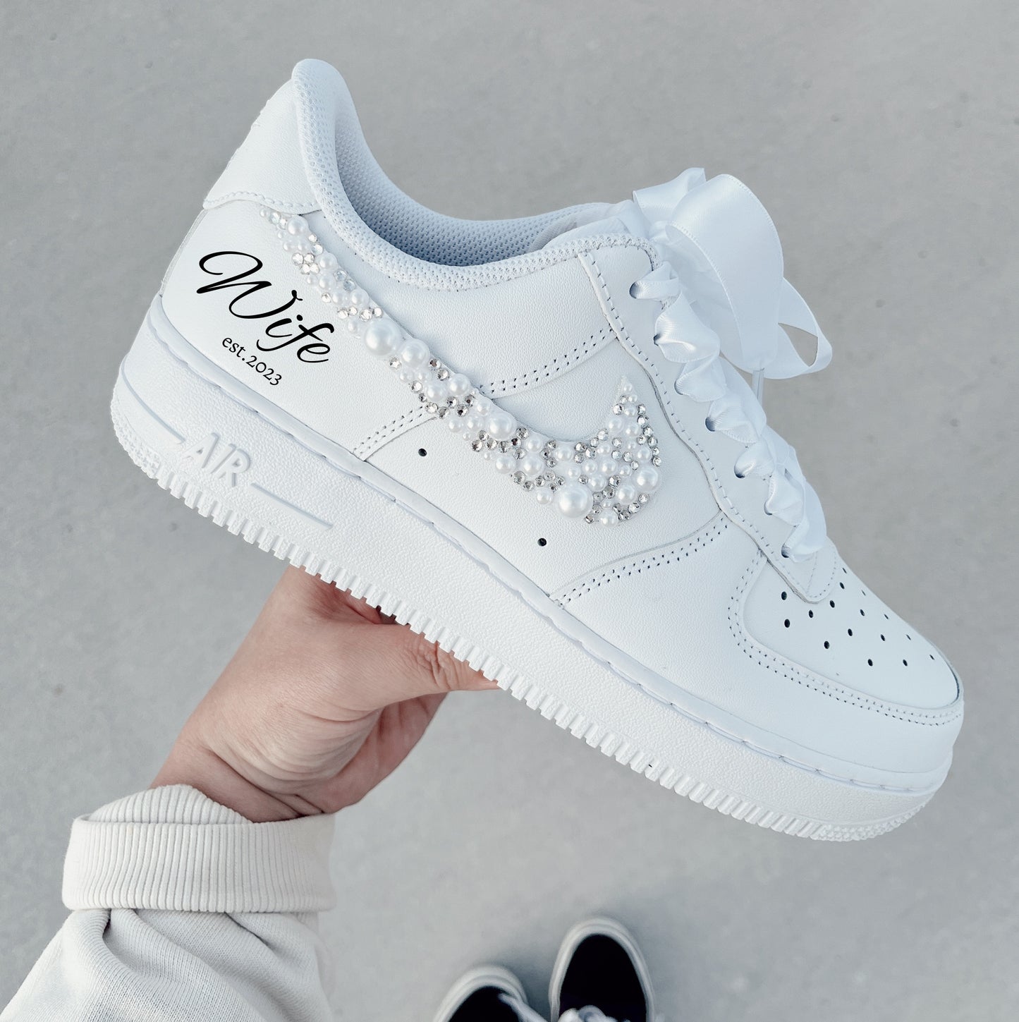 Wedding air force1 low personalized sneaker for bride.