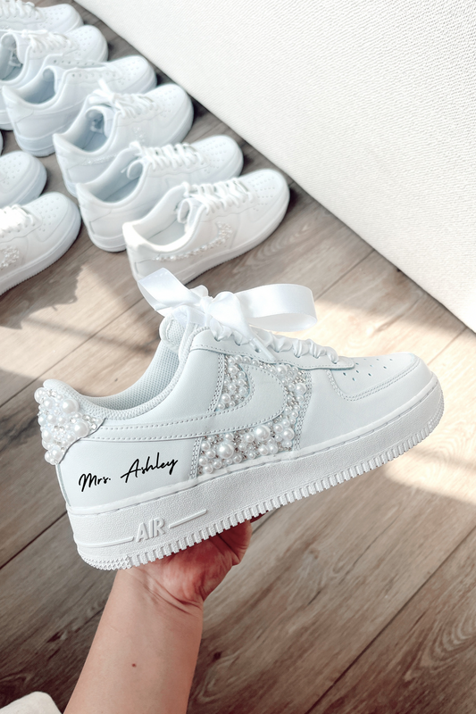 Wedding Bridal Sneaker Personalized Crystals and Pearls Mix