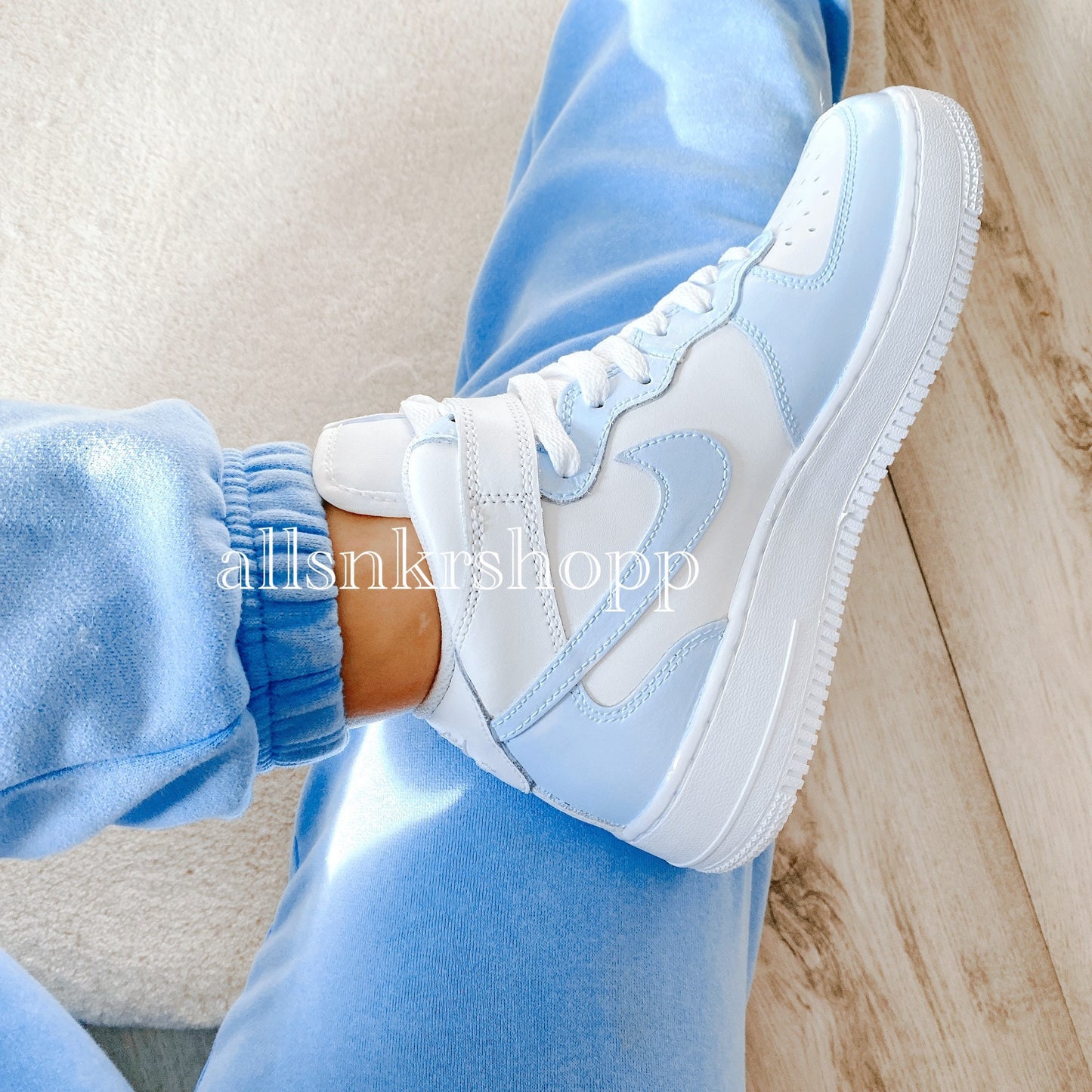 Custom Nike Air Force 1 mid baby blue