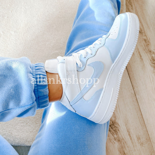 Custom Nike Air Force 1 mid baby blue